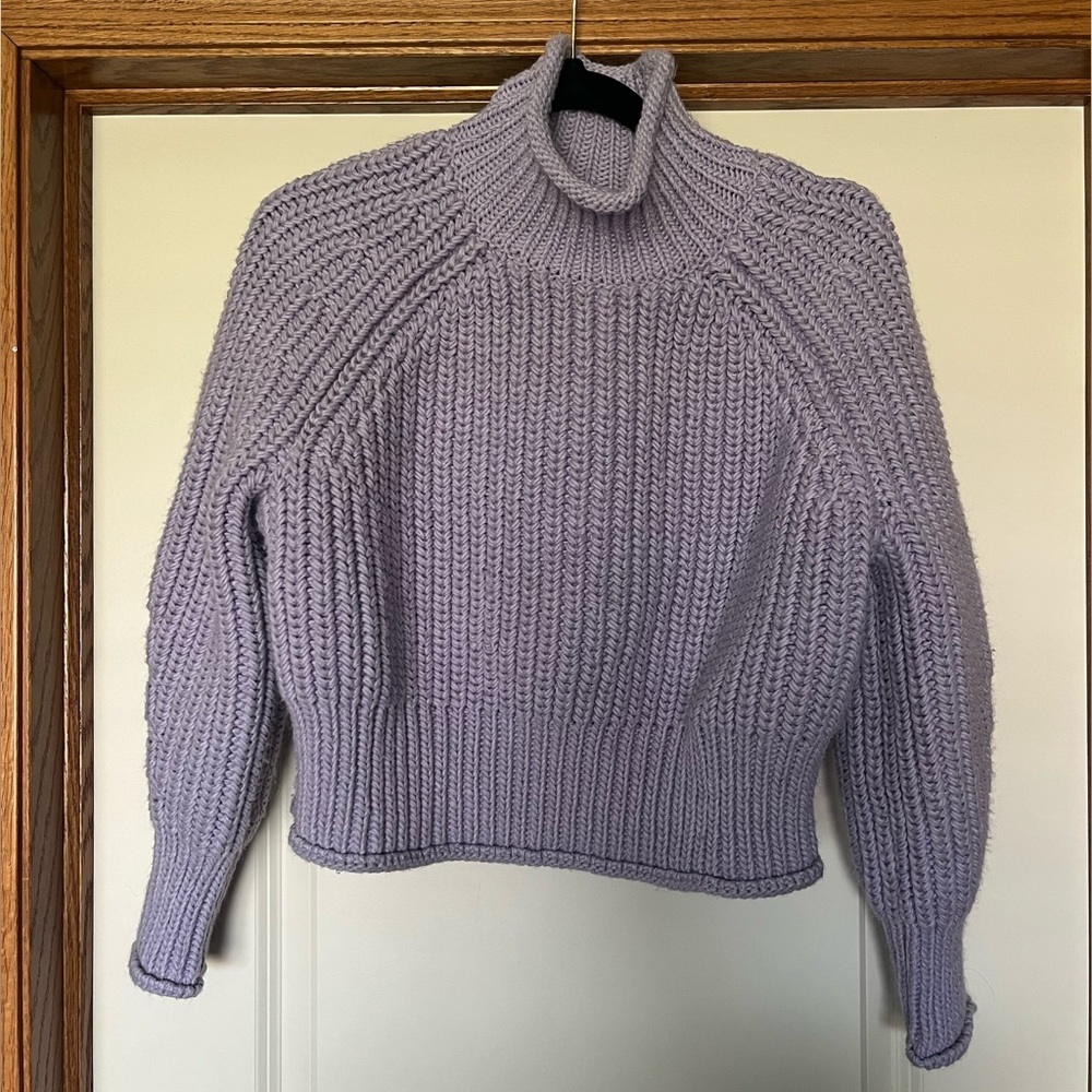 Lavender cropped turtleneck sweater